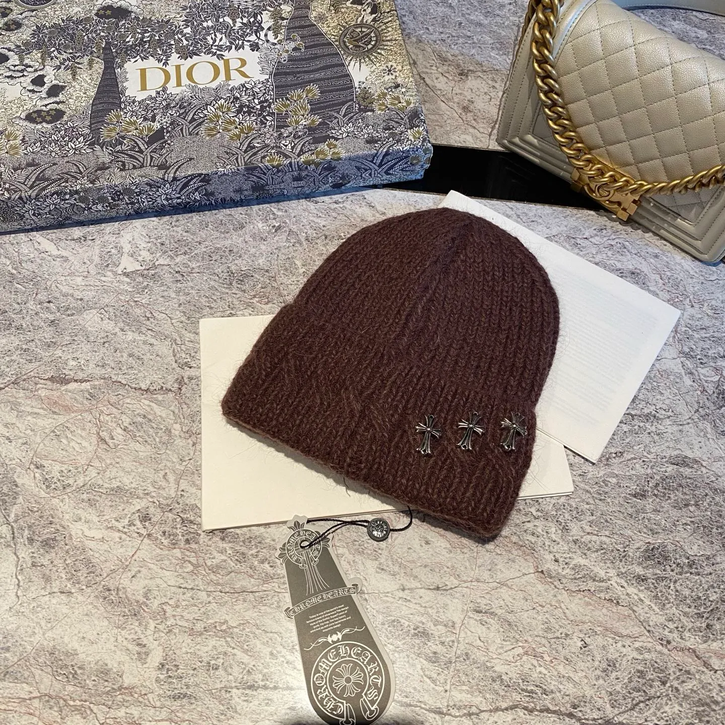 Crow Heart Rabbit Fur Knitted Hat